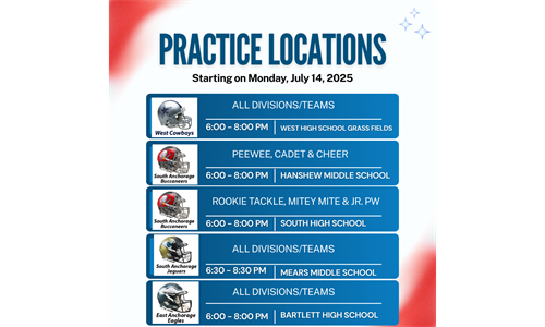 Practice Field Locations - Anchorage Teams